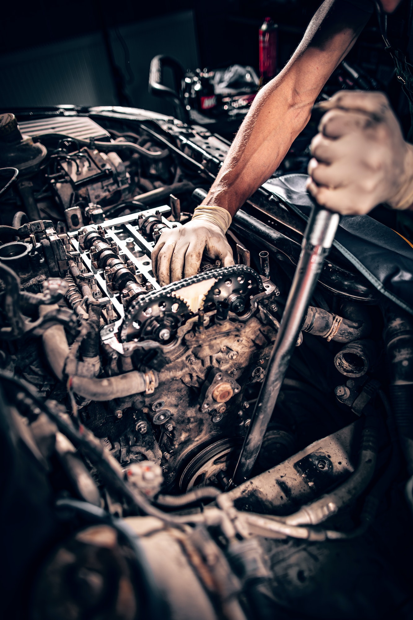Mechanic working in a car